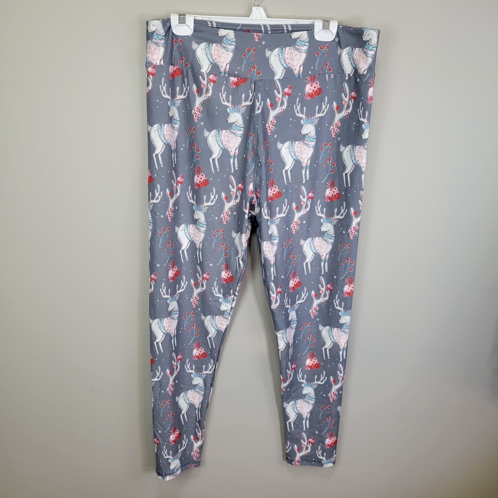 JAAM Christmas Reindeer Polyester Spandex Ankle Leggings‎ Extended Tall  Curvy